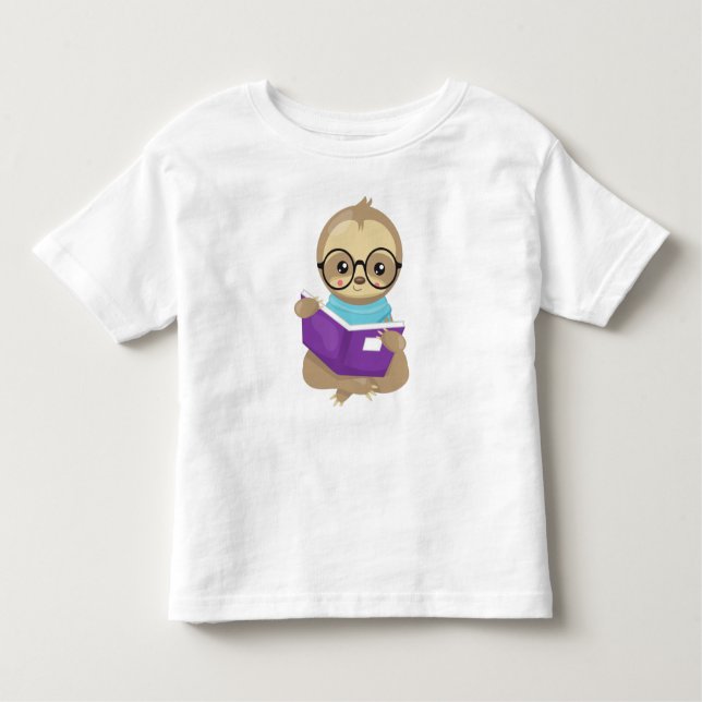School Sloth, Cute Sloth, Baby Sloth, Eyeglasses T Shirt (Framsida)