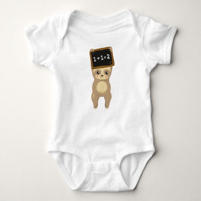 School Sloth, Cute Sloth, Baby Sloth, School Board T Shirt (Framsida)