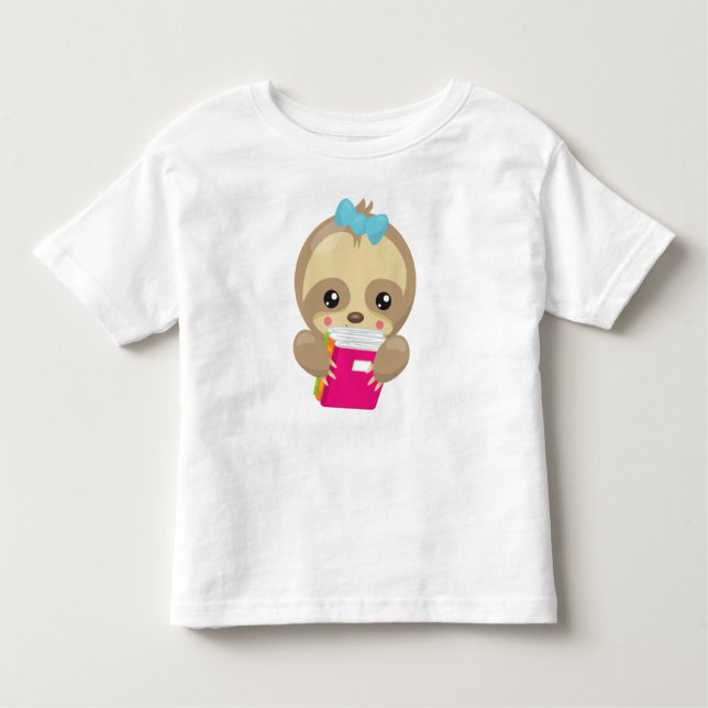 School Sloth, Cute Sloth, Baby Sloth, School Bokar T Shirt (Framsida)