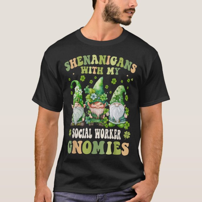 School Social Worker Gnomes St patricks day Social T Shirt (Framsida)