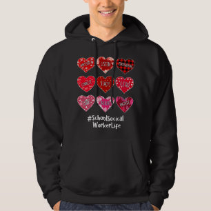 School Social Worker Hearts Valentine Valentiness Hoodie