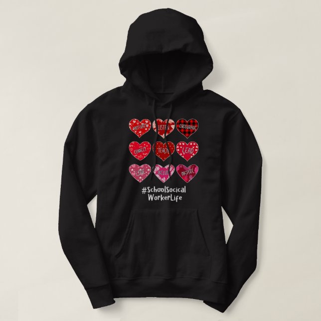 School Social Worker Hearts Valentine Valentiness  Hoodie (Design framsida)
