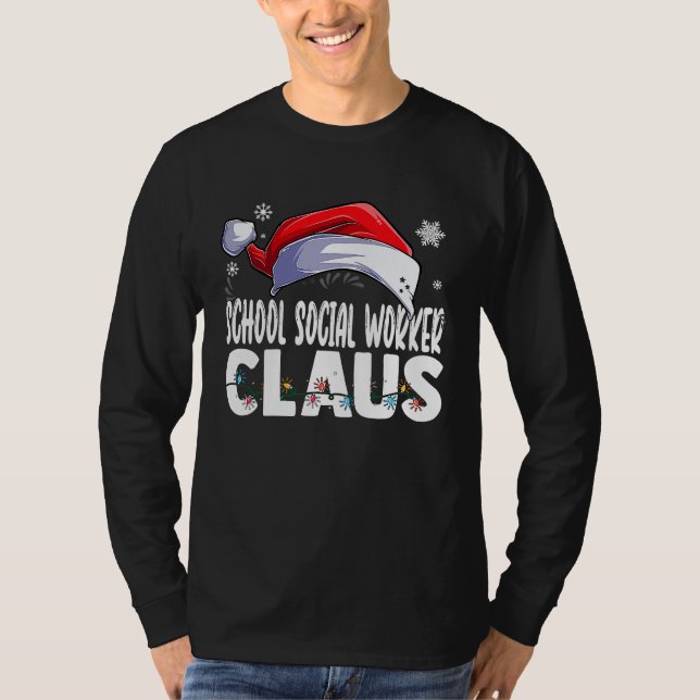 School Social Worker Santa Claus Christmas Matchin T Shirt (Framsida)