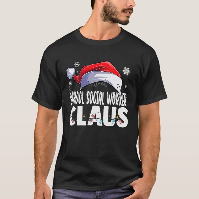 School Social Worker Santa Claus Christmas Matchin T Shirt (Framsida)