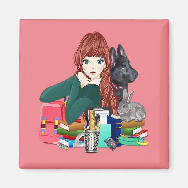 School Study Buddies Hårig Friends Magnet, ZKOA Magnet (Framsidan)