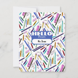 School supplies pattern anteckningskort