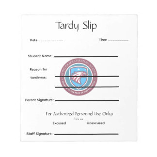 School Tardy Slip Anteckningsblock
