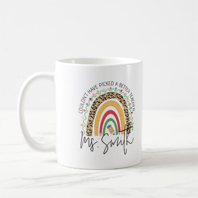 School Teacher Rainbow Custom Thank your Gift Kaffemugg (Vänster)