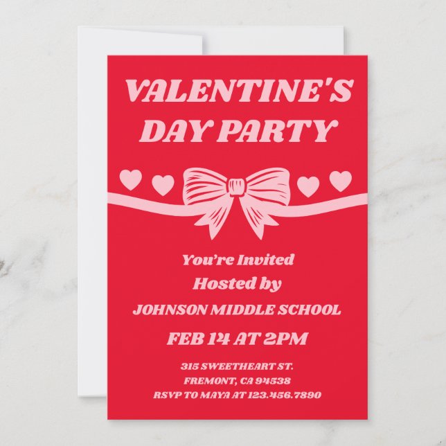 School Valentine’s Day Party Inbjudningar (Framsida)