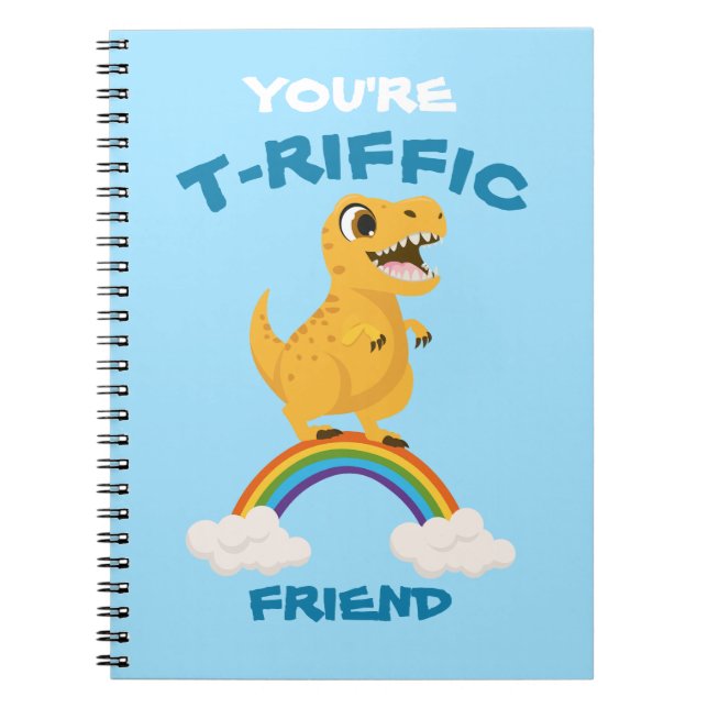 School Valentines daggåva, blå dinosauaur t-rex Anteckningsbok (Framsidan)