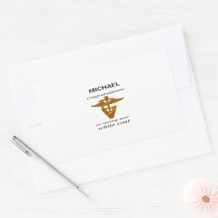 School Veterinary White Jackar Ceremony Rektangulärt Klistermärke