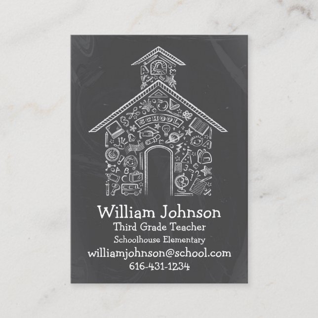 Schoolhouselärarevisitkort Visitkort (Framsida)