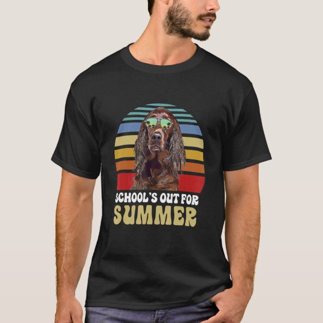 Schools Out For Summer Irish Setter Dog Teacher T Shirt (Framsida)