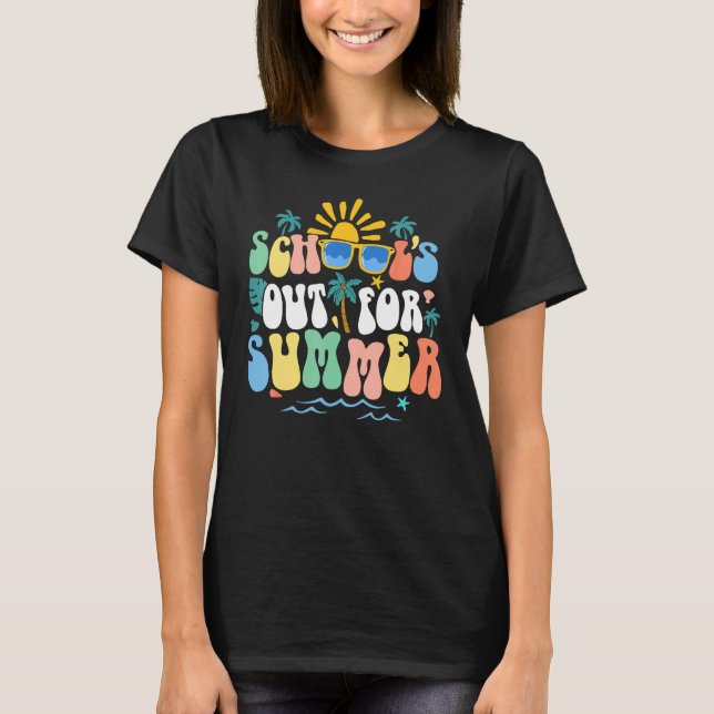 School's Out For Summer Vacation Retro Last day of T Shirt (Framsida)
