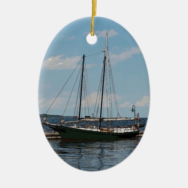 Schooner Julgransprydnad Keramik (Framsidan)