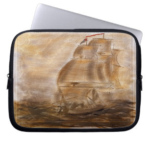 Schooner- och vintagekarta laptop sleeve