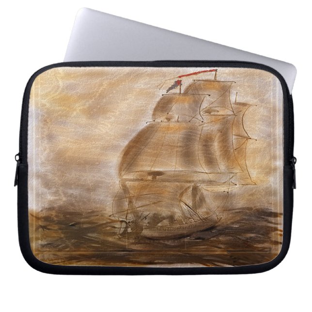 Schooner- och vintagekarta laptop sleeve (Framsidan)