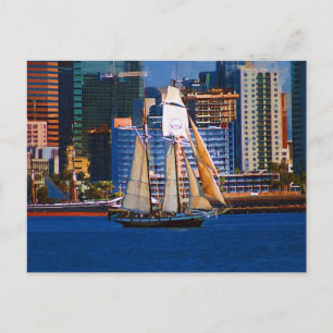 Schooner, San Diego Harbour, CA Vykort
