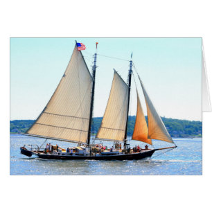 Schooner som seglar utanför Maine Hälsningskort