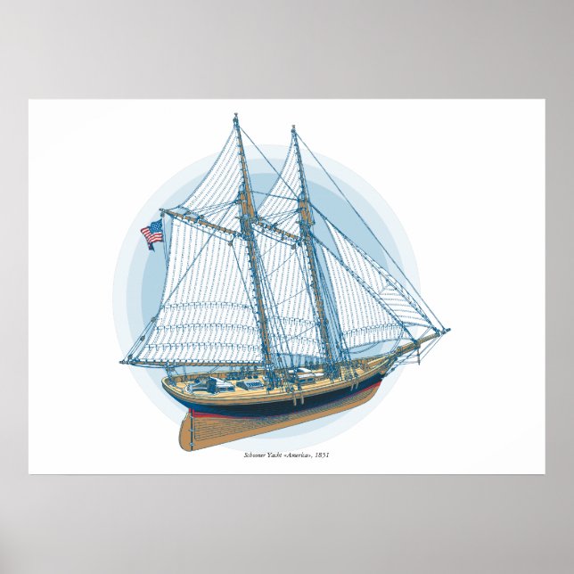 Schooner Yacht "America", 1851 Poster (Framsidan)