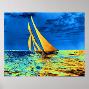 Schooneren guld- Ariels seglar 1899 Poster