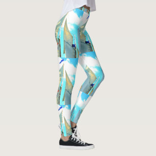 schooneren seglar vitblått leggings