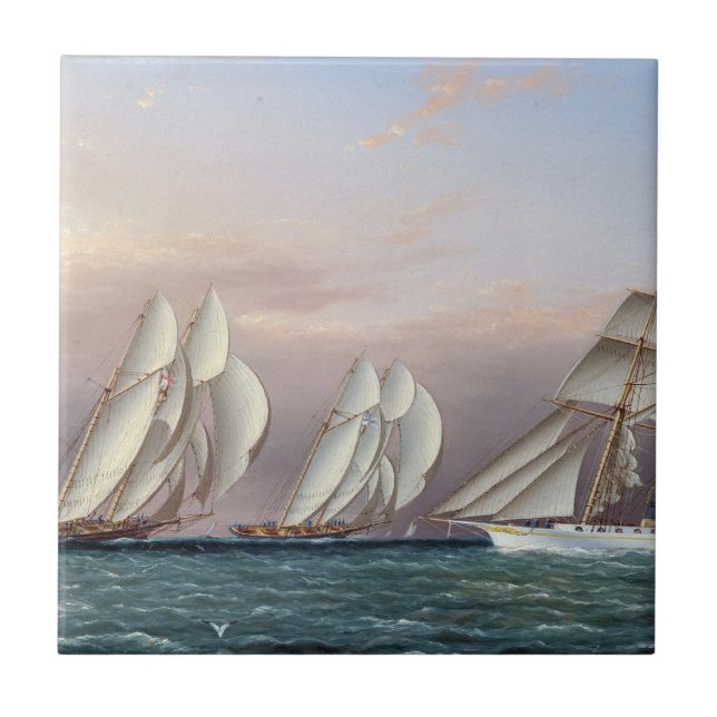 Schooners Dreadncusand Columbia 1870 Kakelplatta (Framsidan)