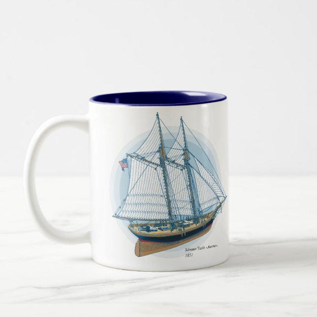 Schooneryacht "Amerika", 1851 Två-Tonad Mugg (Vänster)