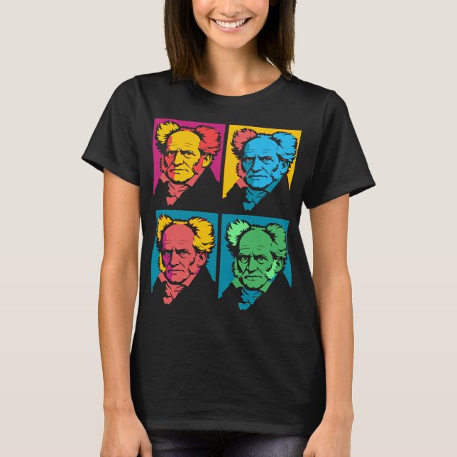 Schopenhauer Pop-Art Porträttblock T Shirt (Framsida)