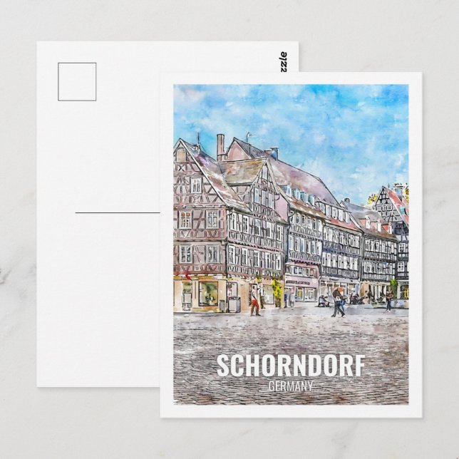 Schorndorf Tyskland Berömd Travel Ställe Watercolo Vykort (Fram/baksida)
