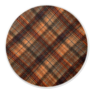 Schotsk plaidrutig brun orange svart klassisk knopp