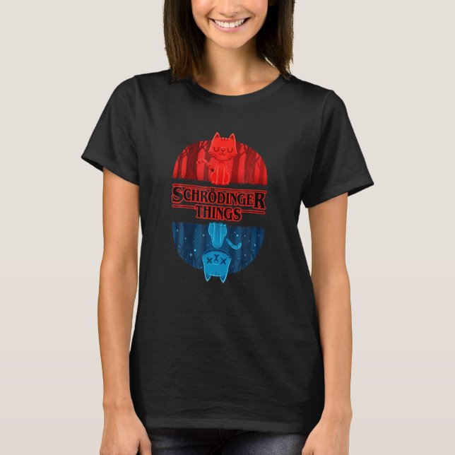 Schr Dinger Cat Hings Nerd Geek Graphic T Shirt (Framsida)