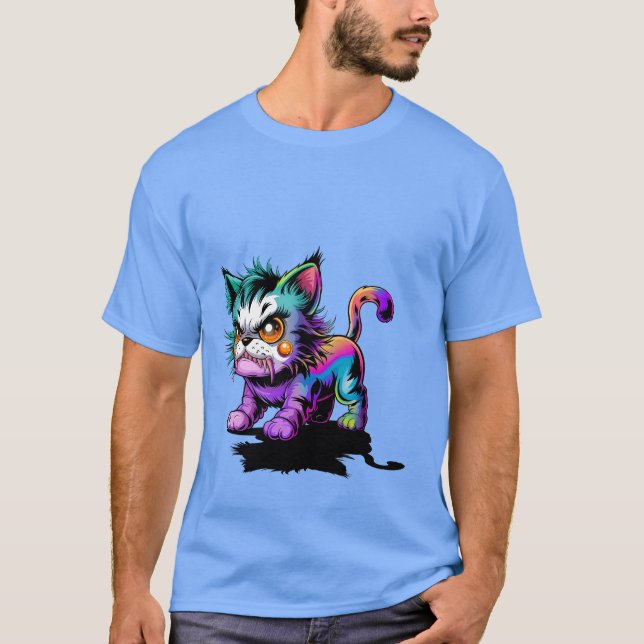 Schräge Katze  T Shirt (Framsida)