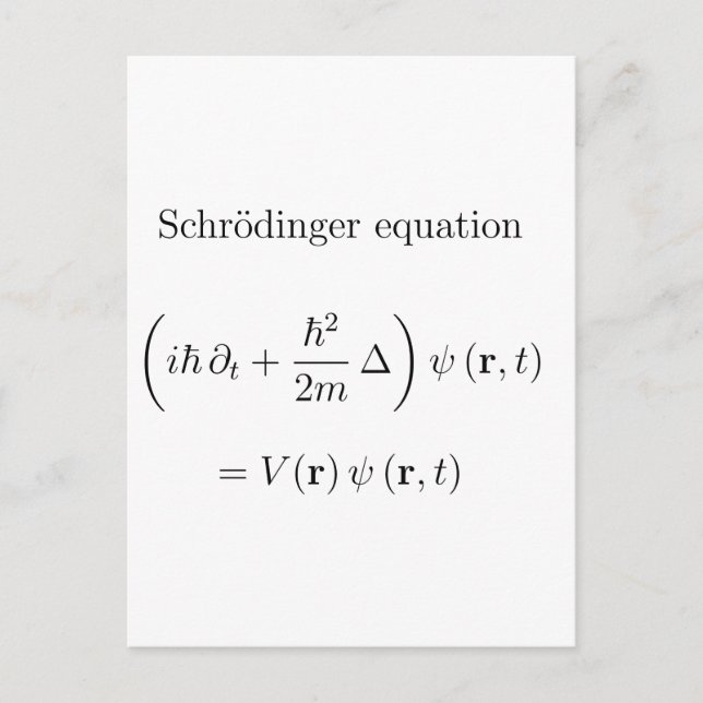 Schrodingeekvation med namn vykort (Framsida)