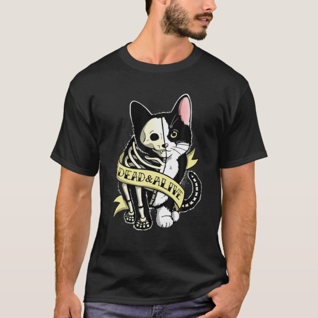 Schrodinger Cat Tattoo T Shirt (Framsida)