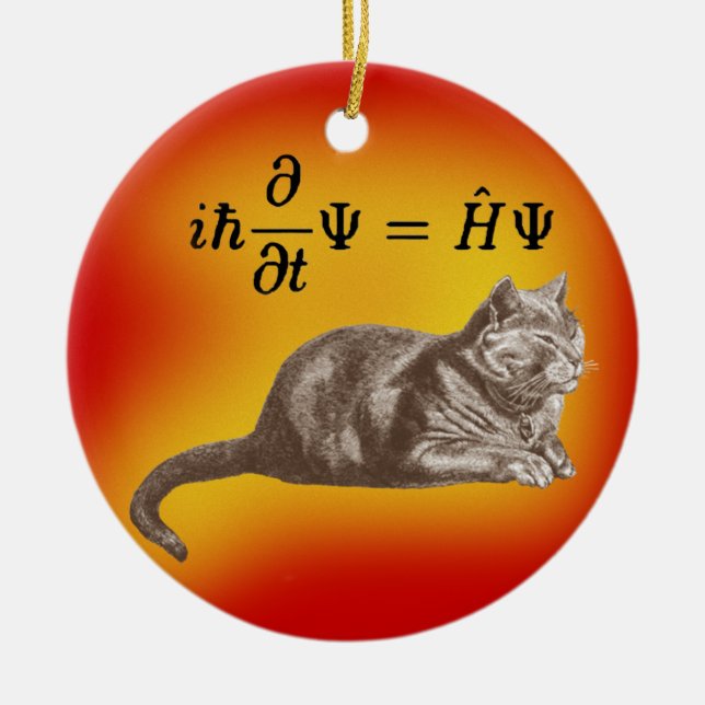 Schrodinger katt julgransprydnad keramik (Framsidan)