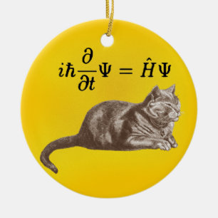 Schrodinger katt julgransprydnad keramik