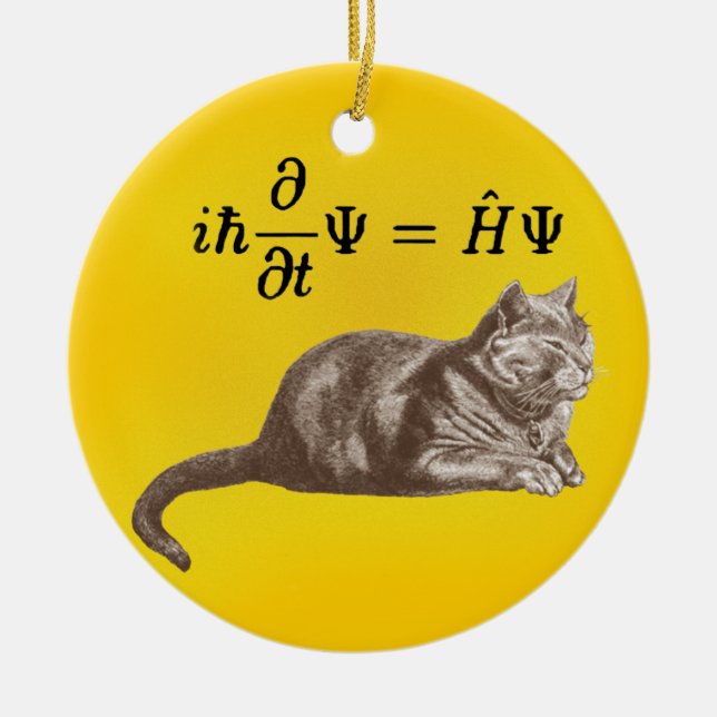 Schrodinger katt julgransprydnad keramik (Framsidan)