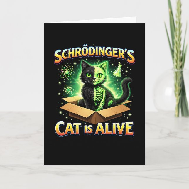 Schrödinger’s Curious Cat Helgkort (Framsida)