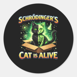 Schrödinger’s Curious Cat Runt Klistermärke