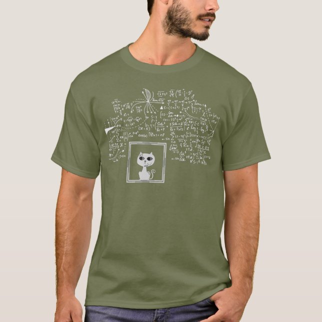 Schrodingers Cat in a Box Funny Science Nerd T Shirt (Framsida)