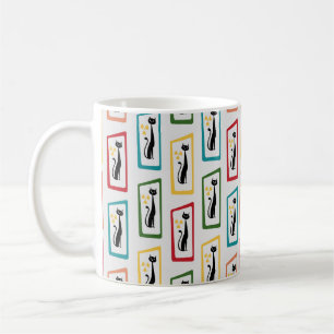 Schrödinger's Cat Mid Century Modern, flerfärgad Kaffemugg