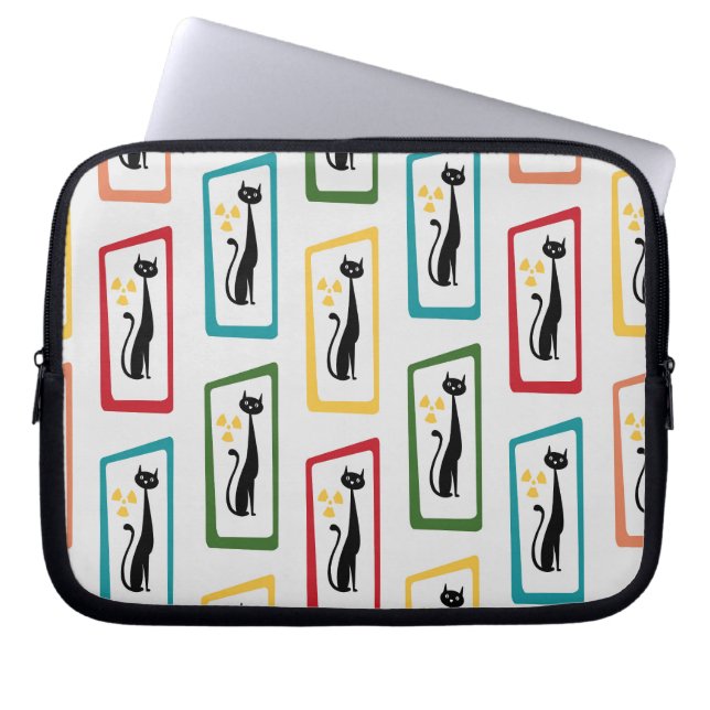 Schrödinger's Cat Mid Century Modern, flerfärgad Laptop Fodral (Framsidan)