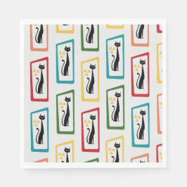 Schrödinger's Cat Mid Century Modern, flerfärgad Pappersservett