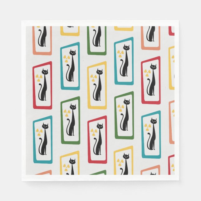 Schrödinger's Cat Mid Century Modern, flerfärgad Pappersservett (Framsidan)