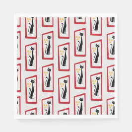 Schrödinger's Cat Mid Century Modern Red Pappersservett