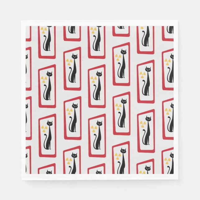 Schrödinger's Cat Mid Century Modern Red Pappersservett (Framsidan)