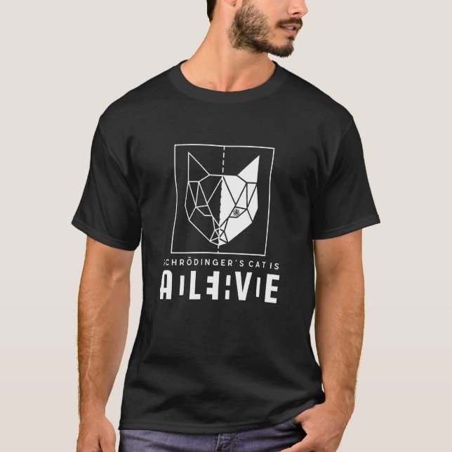 Schrödingers katt är både död och levande fysik p t shirt (Framsida)