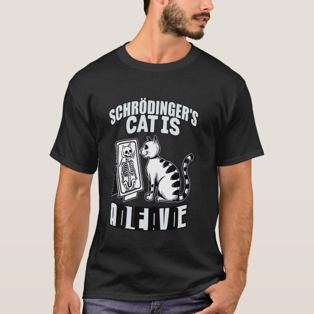 Schrödingers katt död och levande kvantmekanik t shirt (Framsida)