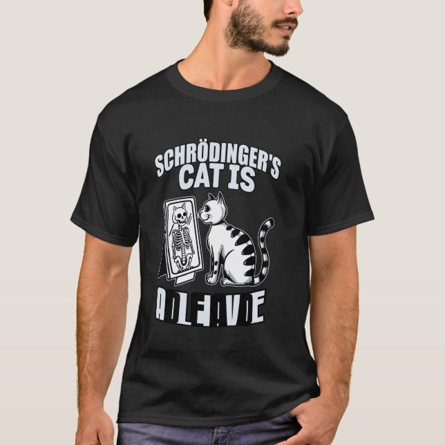 Schrödingers katt död och levande kvantmekanik t shirt (Framsida)